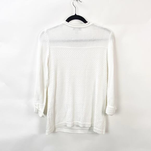 Christopher & Banks Medium Womens White Knit  Roll Sleeve Pullover Sweater - Picture 6 of 8